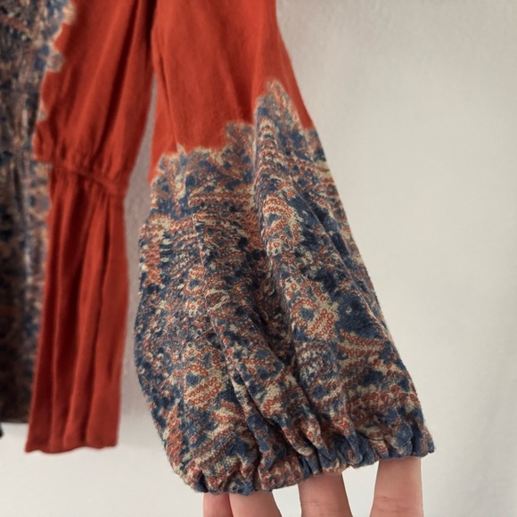 Free People L Wildest Moment Lace Up Tunic Bohemian Indie Rust Festival - Picture 7 of 15